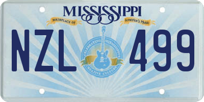 MS license plate NZL499