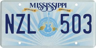 MS license plate NZL503
