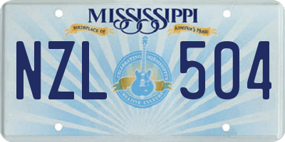 MS license plate NZL504