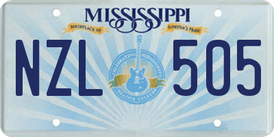 MS license plate NZL505