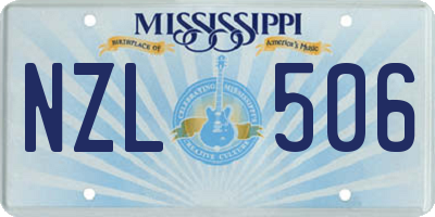 MS license plate NZL506