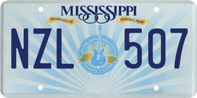 MS license plate NZL507