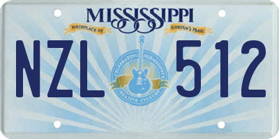 MS license plate NZL512
