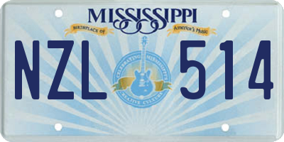 MS license plate NZL514