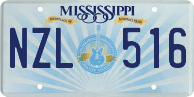 MS license plate NZL516