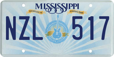 MS license plate NZL517
