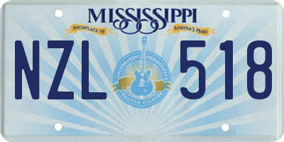MS license plate NZL518