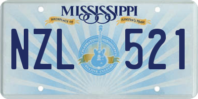 MS license plate NZL521
