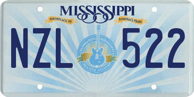MS license plate NZL522