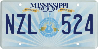 MS license plate NZL524
