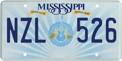 MS license plate NZL526