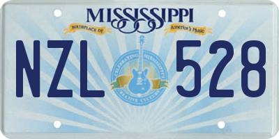 MS license plate NZL528