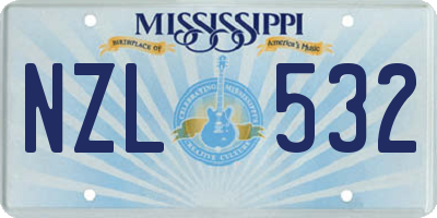 MS license plate NZL532