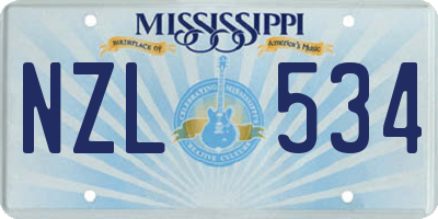 MS license plate NZL534