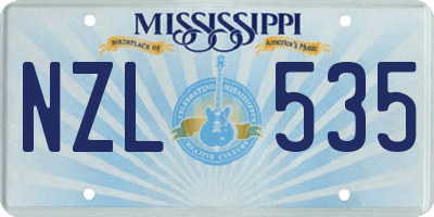 MS license plate NZL535