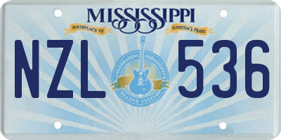 MS license plate NZL536
