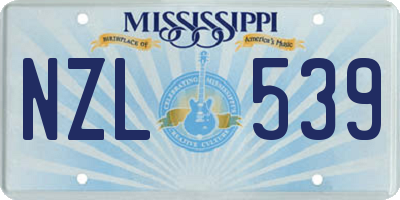 MS license plate NZL539