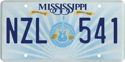 MS license plate NZL541