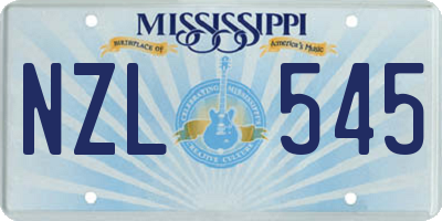 MS license plate NZL545