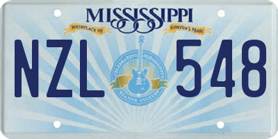 MS license plate NZL548