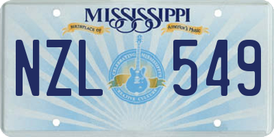 MS license plate NZL549