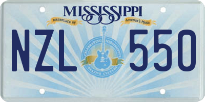 MS license plate NZL550