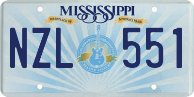 MS license plate NZL551