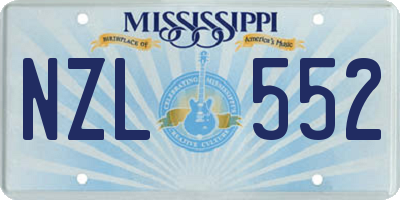 MS license plate NZL552