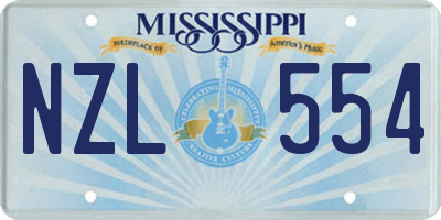 MS license plate NZL554