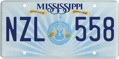 MS license plate NZL558