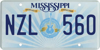 MS license plate NZL560