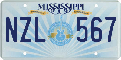 MS license plate NZL567