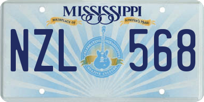 MS license plate NZL568