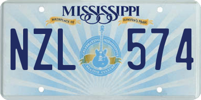 MS license plate NZL574