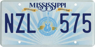 MS license plate NZL575