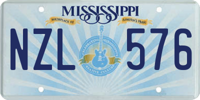 MS license plate NZL576