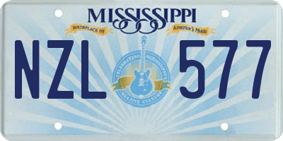 MS license plate NZL577