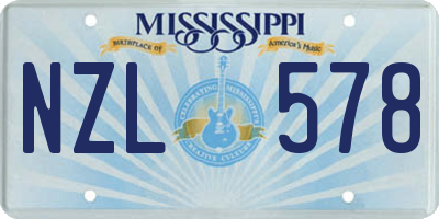 MS license plate NZL578