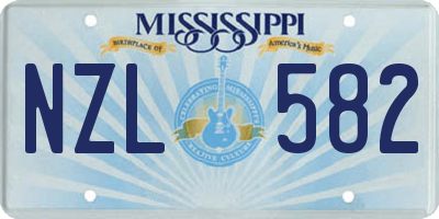 MS license plate NZL582