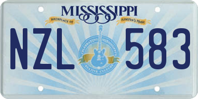 MS license plate NZL583