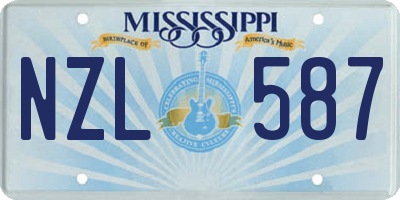 MS license plate NZL587