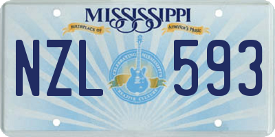 MS license plate NZL593