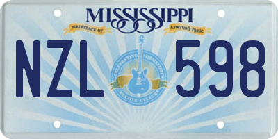 MS license plate NZL598