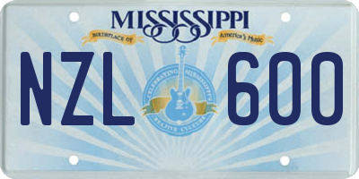 MS license plate NZL600