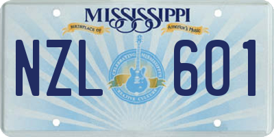 MS license plate NZL601