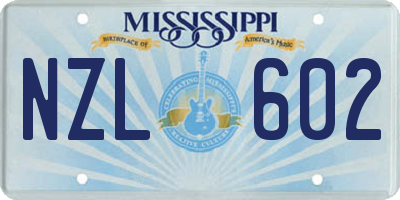 MS license plate NZL602