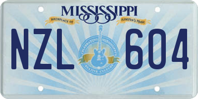 MS license plate NZL604