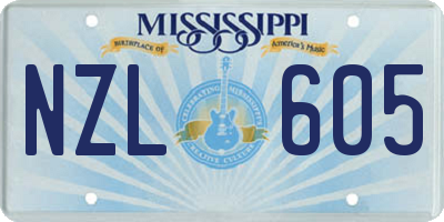 MS license plate NZL605