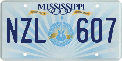 MS license plate NZL607