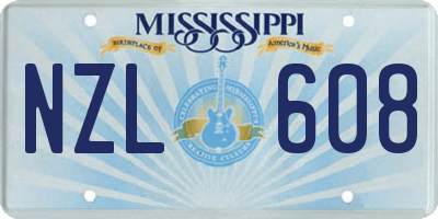 MS license plate NZL608